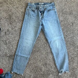Levi’s Light Wash Distressed Hem Straight Leg Jeans